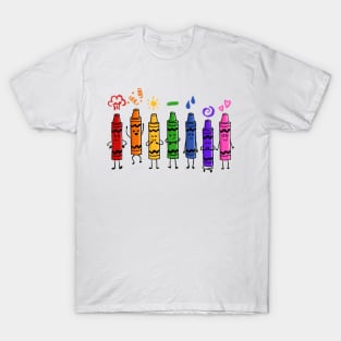 Colorful Color Crayon Attitudes Emotions of the Rainbow T-Shirt